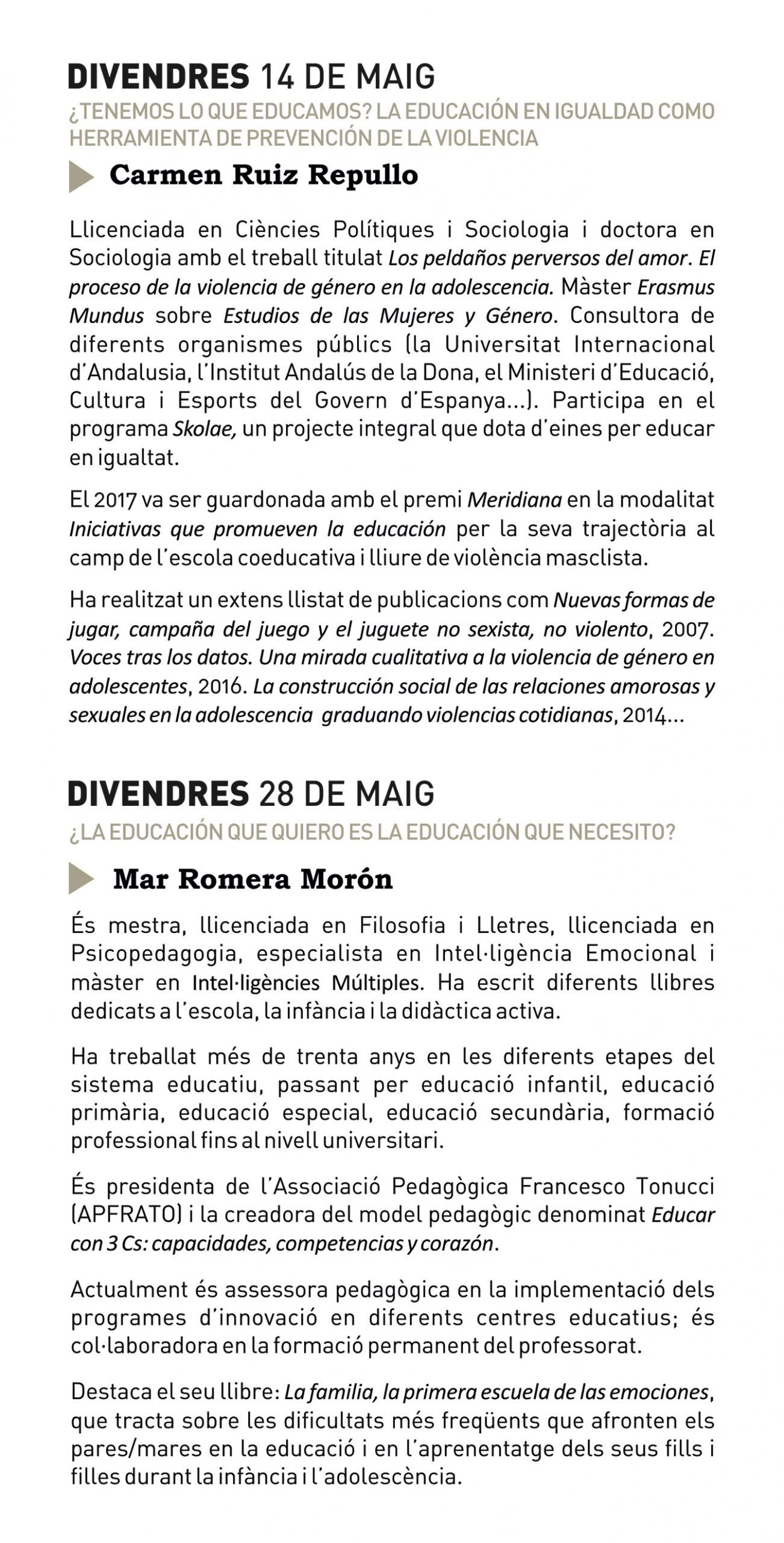 XII cicle de conferencias de L’AVENTURA D’EDUCAR EN FAMILIA